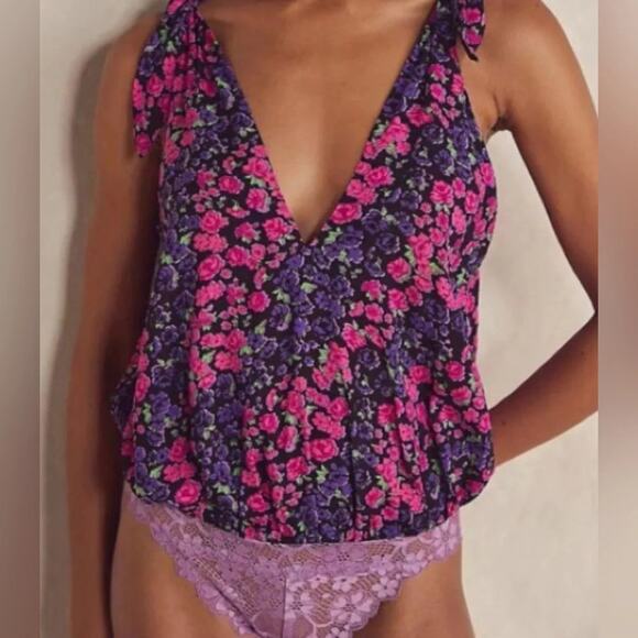 Free People Tops - Free People Intimately Black Floral Bare it All Bodysuit Size M